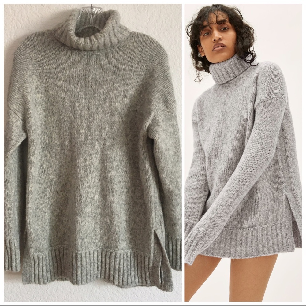 Everlane The Cloud Sweater Gray Merino Wool Alpaca Blend Turtleneck Large